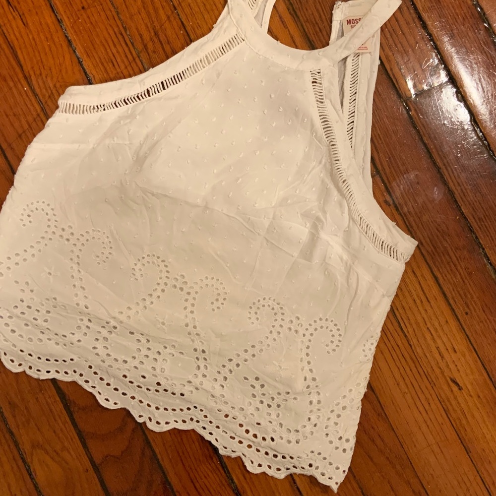 Mossimo White Eyelet Tank Top